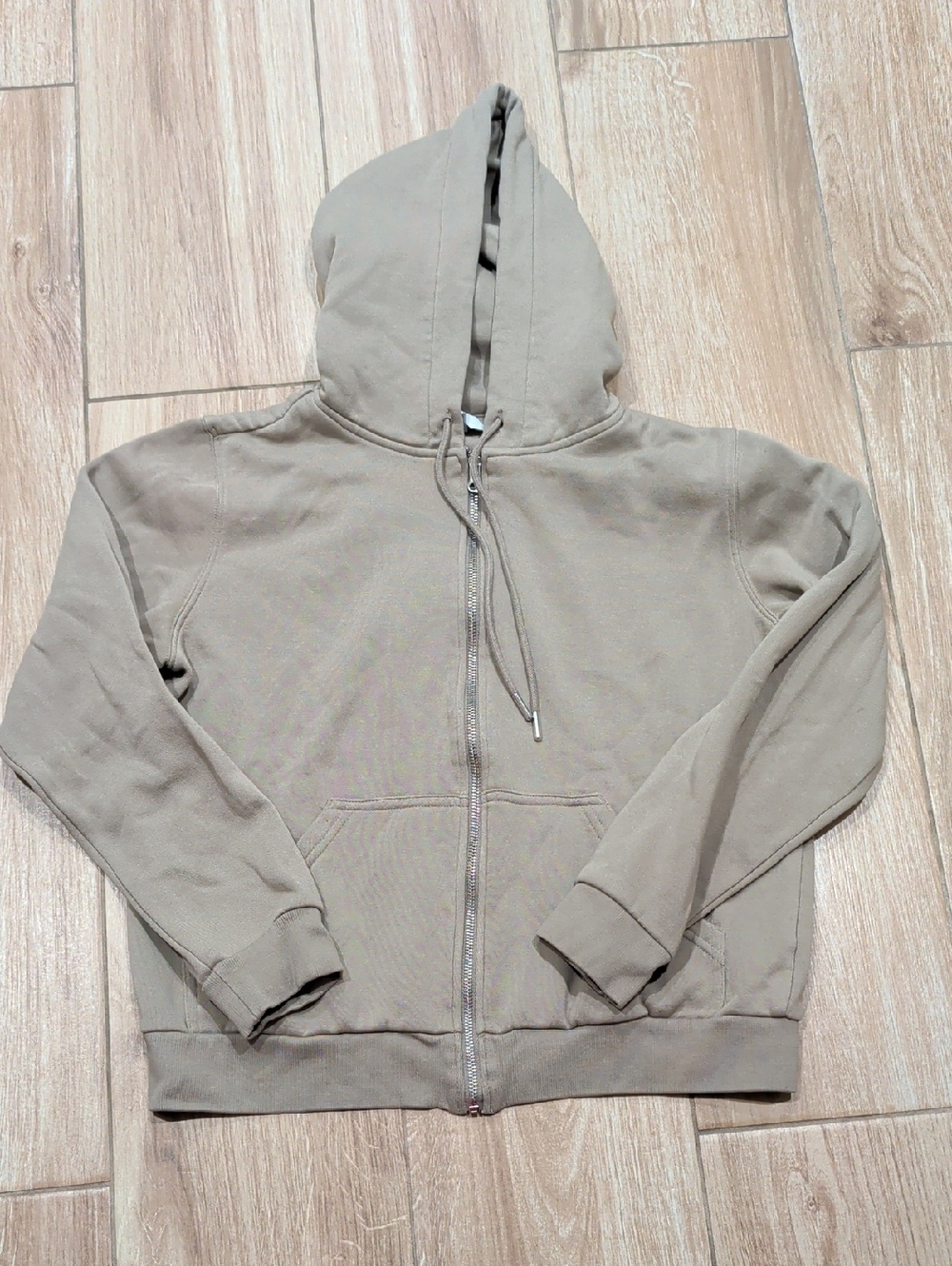 H&M Zip-Up Hoodie in Taupe Brown